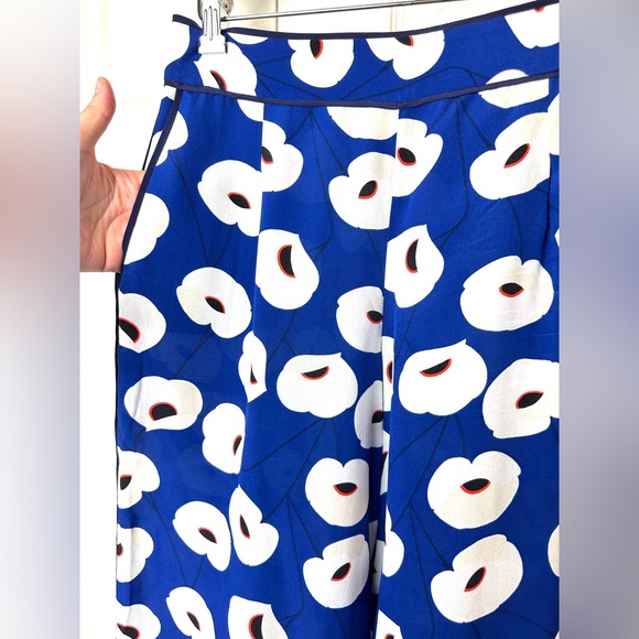 OLIVIA PALERMO x Chelsea28 Nordstrom Blue Poppy Culottes Silk Wide Leg Pants - Picture 4 of 14